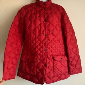 Eddie Bauer Dark Red Quilted Goose Down 550 Fill Snap Front Puffer Jacket M Tall